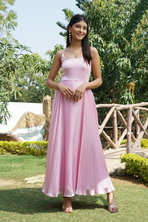 Rose Pink Maxi dress with straps
