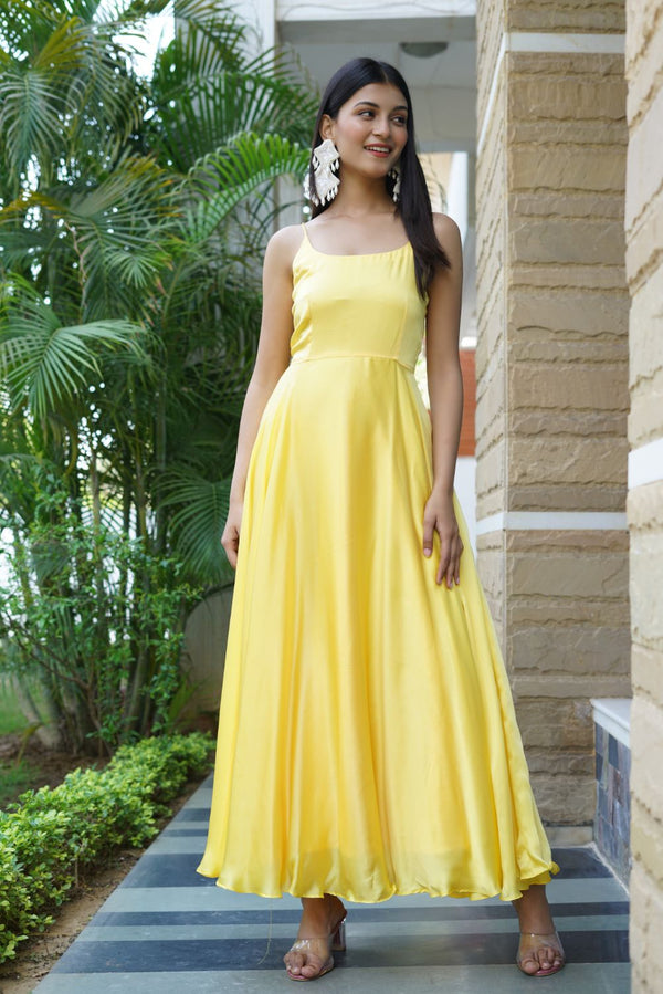 Lemon Yellow Maxi dress with straps